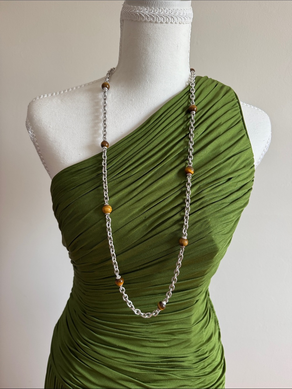 Judith Ripka Sterling silver tiger eye chain link necklace